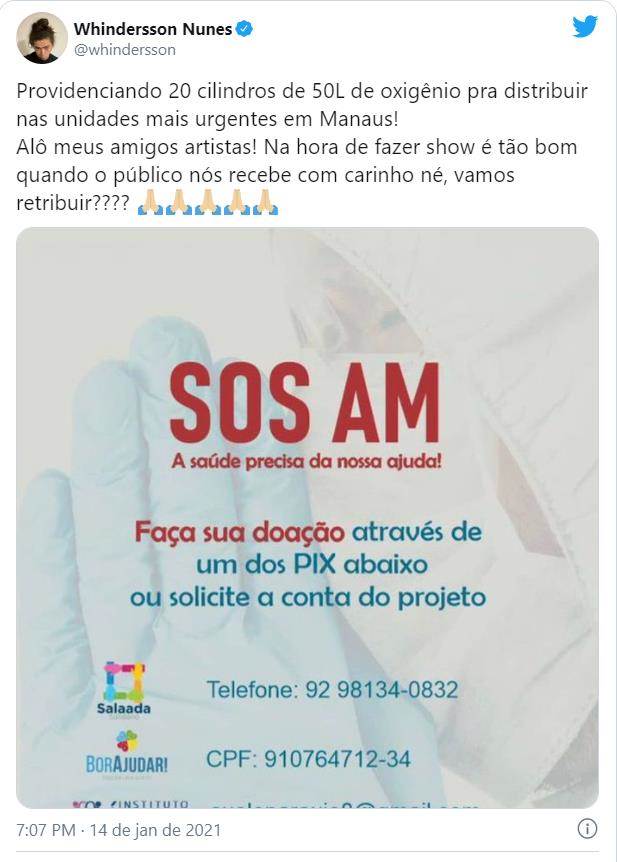 CA9F6888EC75w617h862 Whindersson Nunes anuncia doação de oxigênio para Manaus
